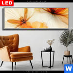 Wechselmotiv Dia Zarte Blueten In Orange Panorama Produktvorschau mit dem Bild Zarte Blüten in Orange im Format Panorama.
