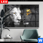 Wechselmotiv Dia Zwei Loewen Schwarz Weiss Querformat Produktvorschau mit dem Bild Zwei Löwen Schwarz & Weiß im Format Querformat.