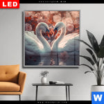 Wechselmotiv Dia Zwei Schwaene Im Wasser Quadrat Produktvorschau mit dem Bild Zwei Schwäne im Wasser im Format Quadrat.