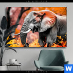 Wechselmotiv Elefant Savannenzauber In Afrika Querformat Produktvorschau mit dem Bild Elefant - Savannenzauber in Afrika im Format Querformat.