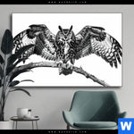 Wechselmotiv Eule Auf Ast Querformat Produktvorschau mit dem Bild Eule auf Ast im Format Querformat.