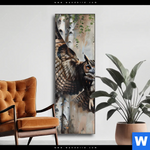 Wechselmotiv Eule Im Birkenwald Schmal Produktvorschau mit dem Bild Eule im Birkenwald im Format Schmal.
