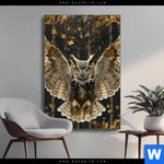 Wechselmotiv Eule Inmitten Goldener Blaetter Hochformat Produktvorschau mit dem Bild Eule inmitten goldener Blätter im Format Hochformat.