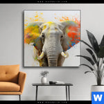 Wechselmotiv Farbenexplosion Mit Elefant Quadrat Produktvorschau mit dem Bild Farbenexplosion mit Elefant im Format Quadrat.