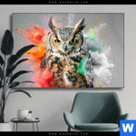 Wechselmotiv Farbenexplosion Mit Eule Querformat Produktvorschau mit dem Bild Farbenexplosion mit Eule im Format Querformat.