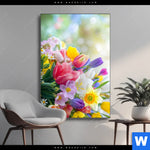 Wechselmotiv Farbenfrohe Fruehlingsblueten Hochformat Produktvorschau mit dem Bild Farbenfrohe Frühlingsblüten im Format Hochformat.