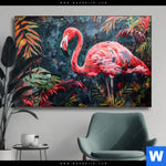 Wechselmotiv Flamingo Dschungel Eleganz Querformat Produktvorschau mit dem Bild Flamingo - Dschungel Eleganz im Format Querformat.