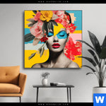 Wechselmotiv Florales Frauenportraet Fiona Quadrat Produktvorschau mit dem Bild Florales Frauenporträt - Fiona im Format Quadrat.