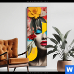 Wechselmotiv Florales Frauenportraet Fiona Schmal Produktvorschau mit dem Bild Florales Frauenporträt - Fiona im Format Schmal.