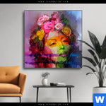 Wechselmotiv Florales Frauenportraet Rosalie Quadrat Produktvorschau mit dem Bild Florales Frauenporträt - Rosalie im Format Quadrat.