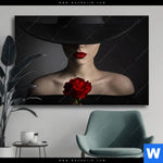 Wechselmotiv Frau Mit Hut Rose Querformat Produktvorschau mit dem Bild Frau mit Hut & Rose im Format Querformat.