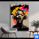 Wechselmotiv Frau Mit Kopfhoerern Hochformat Produktvorschau mit dem Bild Frau mit Kopfhörern im Format Hochformat.