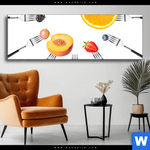 Wechselmotiv Fruechte Auf Gabeln Panorama Produktvorschau mit dem Bild Früchte auf Gabeln im Format Panorama.