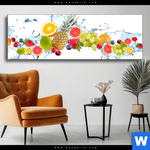 Wechselmotiv Fruechte In Spritzwasser Panorama Produktvorschau mit dem Bild Früchte in Spritzwasser im Format Panorama.