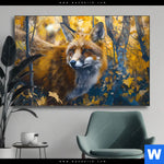 Wechselmotiv Fuchs Im Blaetterwald Querformat Produktvorschau mit dem Bild Fuchs im Blätterwald im Format Querformat.