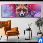 Wechselmotiv Fuchs In Farbnebel Panorama Produktvorschau mit dem Bild Fuchs in Farbnebel im Format Panorama.