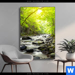 Wechselmotiv Gebirgsfluss Im Wald Hochformat Produktvorschau mit dem Bild Gebirgsfluss im Wald im Format Hochformat.