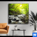 Wechselmotiv Gebirgsfluss Im Wald Quadrat Produktvorschau mit dem Bild Gebirgsfluss im Wald im Format Quadrat.