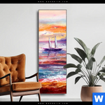 Wechselmotiv Gemaelde Mit Boot Im Sonnenuntergang Schmal Produktvorschau mit dem Bild Gemälde mit Boot im Sonnenuntergang im Format Schmal.