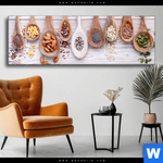 Wechselmotiv Gesunde Vielfalt Aus Loeffeln Panorama Produktvorschau mit dem Bild Gesunde Vielfalt aus Löffeln im Format Panorama.