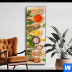 Wechselmotiv Gewuerze Auf Hoelzernen Loeffeln Schmal Produktvorschau mit dem Bild Gewürze auf hölzernen Löffeln im Format Schmal.