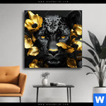 Wechselmotiv Goldblumen Panther Quadrat Produktvorschau mit dem Bild Goldblumen & Panther im Format Quadrat.