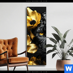 Wechselmotiv Goldblumen Panther Schmal Produktvorschau mit dem Bild Goldblumen & Panther im Format Schmal.