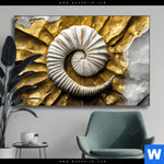 Wechselmotiv Goldene Muschel Kunst Querformat Produktvorschau mit dem Bild Goldene Muschel-Kunst im Format Querformat.
