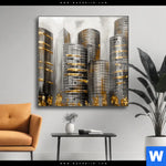 Wechselmotiv Goldene Skyline Vision Quadrat Produktvorschau mit dem Bild Goldene Skyline Vision im Format Quadrat.