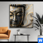 Wechselmotiv Goldener Buddha Fluid Art Quadrat Produktvorschau mit dem Bild Goldener Buddha Fluid Art im Format Quadrat.