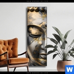 Wechselmotiv Goldener Buddha Fluid Art Schmal Produktvorschau mit dem Bild Goldener Buddha Fluid Art im Format Schmal.