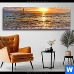 Wechselmotiv Goldenes Licht Am Meer Panorama Produktvorschau mit dem Bild Goldenes Licht am Meer im Format Panorama.