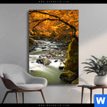 Wechselmotiv Herbstlandschaft Am Fluss Hochformat Produktvorschau mit dem Bild Herbstlandschaft am Fluss im Format Hochformat.
