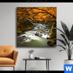 Wechselmotiv Herbstlandschaft Am Fluss Quadrat Produktvorschau mit dem Bild Herbstlandschaft am Fluss im Format Quadrat.
