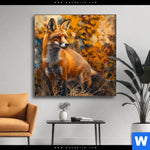 Wechselmotiv Herbstzeit Mit Rotfuchs Quadrat Produktvorschau mit dem Bild Herbstzeit mit Rotfuchs im Format Quadrat.