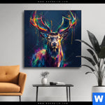 Wechselmotiv Hirsch Im Leuchtenden Farbmix Quadrat Produktvorschau mit dem Bild Hirsch im leuchtenden Farbmix im Format Quadrat.