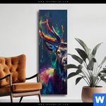 Wechselmotiv Hirsch Im Leuchtenden Farbmix Schmal Produktvorschau mit dem Bild Hirsch im leuchtenden Farbmix im Format Schmal.