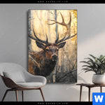 Wechselmotiv Hirsch Im Morgenlicht Hochformat Produktvorschau mit dem Bild Hirsch im Morgenlicht im Format Hochformat.