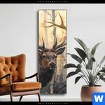 Wechselmotiv Hirsch Im Morgenlicht Schmal Produktvorschau mit dem Bild Hirsch im Morgenlicht im Format Schmal.