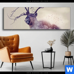 Wechselmotiv Hirsch Wald No 1 Panorama Produktvorschau mit dem Bild Hirsch & Wald No.1 im Format Panorama.