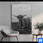 Wechselmotiv Hochland Rind Schwarz Weiss Hochformat Produktvorschau mit dem Bild Hochland-Rind Schwarz-Weiß im Format Hochformat.