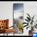 Wechselmotiv Holztreppe Auf Berg Mit Wolken Schmal Produktvorschau mit dem Bild Holztreppe auf Berg mit Wolken im Format Schmal.