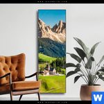 Wechselmotiv Idyllisches Dorf In Den Bergen Schmal Produktvorschau mit dem Bild Idyllisches Dorf in den Bergen im Format Schmal.
