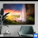 Wechselmotiv Islaendischer Wasserfall Querformat Produktvorschau mit dem Bild Isländischer Wasserfall im Format Querformat.