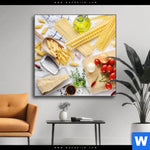 Wechselmotiv Italienische Pasta Vielfalt Quadrat Produktvorschau mit dem Bild Italienische Pasta Vielfalt im Format Quadrat.