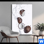 Wechselmotiv Kokosnuesse Mit Wasserspritzer Hochformat Produktvorschau mit dem Bild Kokosnüsse mit Wasserspritzer im Format Hochformat.