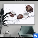 Wechselmotiv Kokosnuesse Mit Wasserspritzer Querformat Produktvorschau mit dem Bild Kokosnüsse mit Wasserspritzer im Format Querformat.