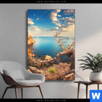 Wechselmotiv Kuestenlandschaft Mit Altem Baum Hochformat Produktvorschau mit dem Bild Küstenlandschaft mit altem Baum im Format Hochformat.