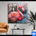 Wechselmotiv Kunstvoller Flamingo Quadrat Produktvorschau mit dem Bild Kunstvoller Flamingo im Format Quadrat.