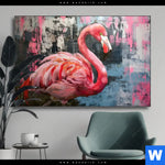 Wechselmotiv Kunstvoller Flamingo Querformat Produktvorschau mit dem Bild Kunstvoller Flamingo im Format Querformat.